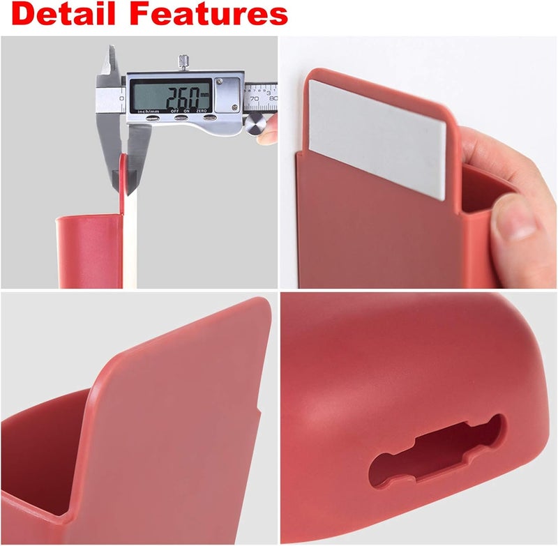 kulusion 3 Pcs Remote Control Holder, Wall Mount Pen Holder Hole-Free Self Adhesive Phone Charging Organizer Pencil Storage Containers for Home Office School Supply Orgaizer ​(Blue - Image 4